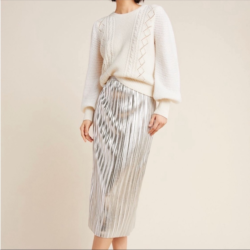 Maeve Pleated Silver Skirt